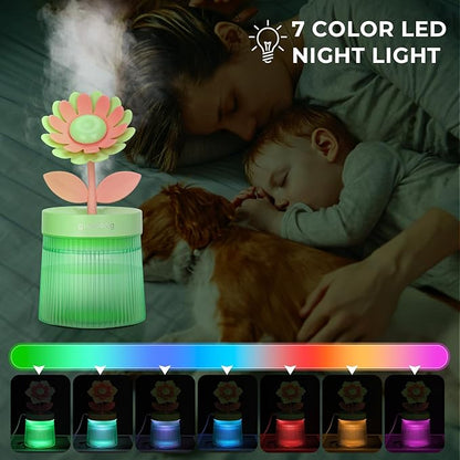 Cute Flower Mini Humidifier, 260ml Sunflower Desktop Humidifiers - Image 5
