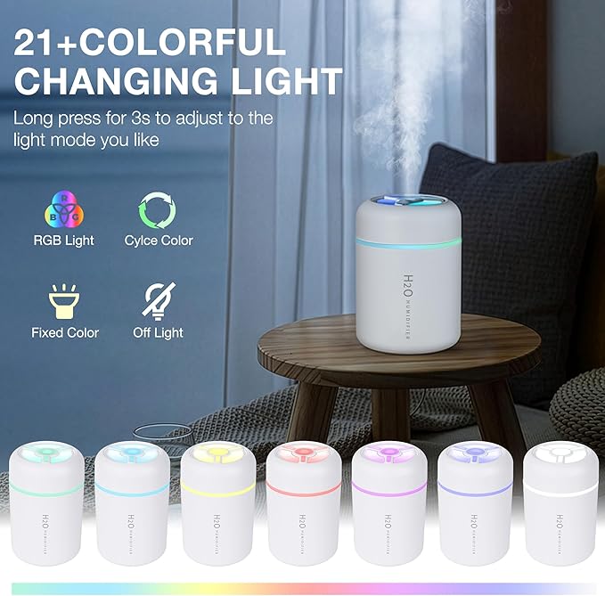 Portable Mini Humidifier, 300ml USB Cool Mist Small Humidifier - Image 4