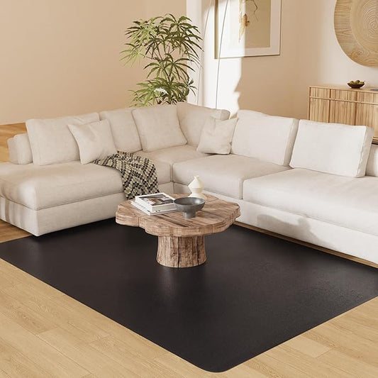 6'×9' Black Floor Mat for Under Kitchen Table, Waterpoof Easy Cleaning Plastic by Unknown