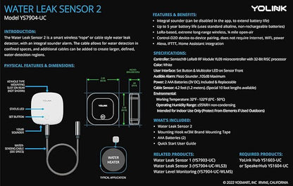 YoLink Water Leak Sensor 2, 1/4 Mile World's Longest Range Smart Home Water - Image 2