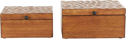 Deco 79 Wood Geometric Decorative Box Textured Concave Honeycomb Storage by Deco79