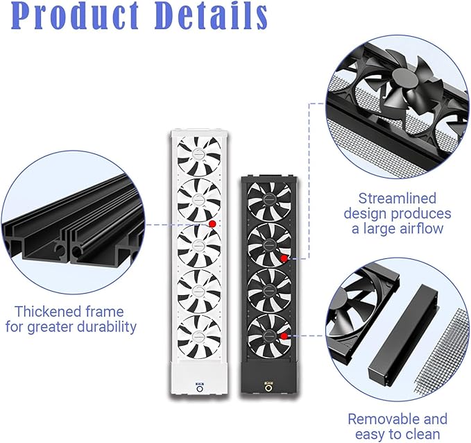 Vertical Window Exhaust Fan for Sliding Windows, Retractable Window Exhaust Fan - Image 5