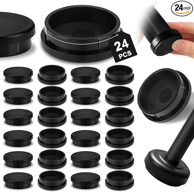 24 Pack 1-1/4" Wrought Iron Chair Leg Caps Heavy Duty Nylon Furniture Pads by Threehoney