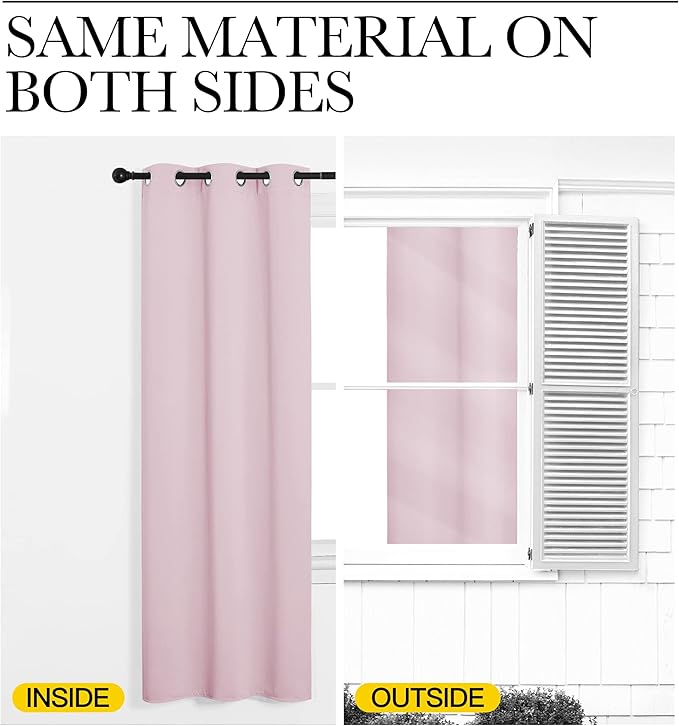 NICETOWN Baby Pink Blackout Curtains 48 inches Length - Image 5