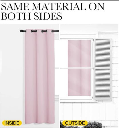 NICETOWN Baby Pink Blackout Curtains 48 inches Length - Image 5