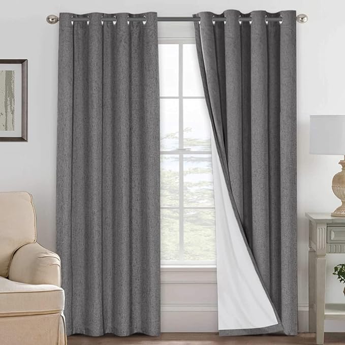 H.VERSAILTEX Linen Blackout Curtains 84 Inches Long 100% Absolutely Blackout by HVERSAILTEX