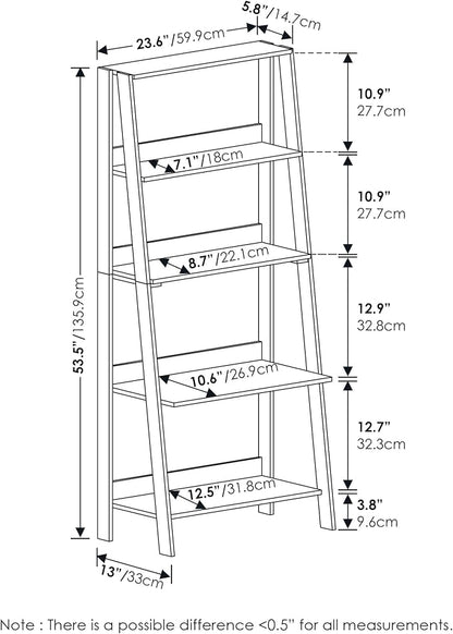 Furinno Ladder Book Shelf, 5-Tier Ladder Shelf, Display Storage Shelves - Image 3
