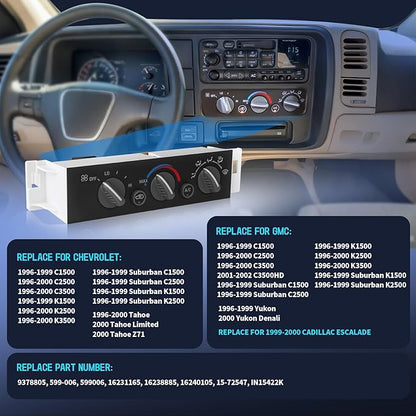 A/C Heater Control Panel for 1996-2000 Chevy GMC C1500 C2500 C3500 K1500 K2500 - Image 2