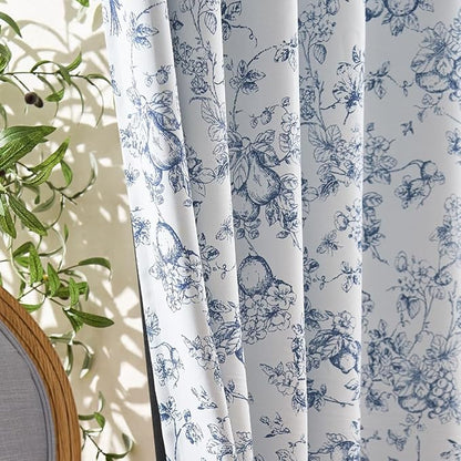 jinchan Pinch Pleated 95% Blackout Floral Curtains, Printed Flower Room - Image 3