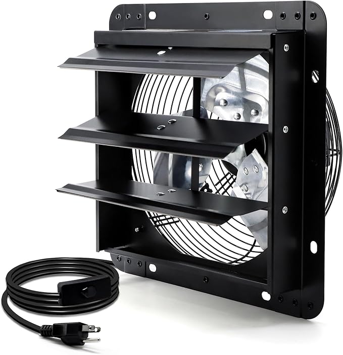 7 Inch Shutter Exhaust Fan, Wall Mounted Attic Fan by Hipoilk