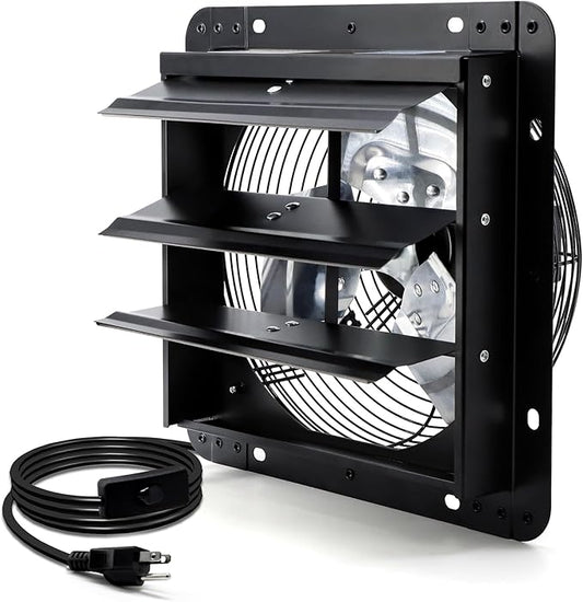 7 Inch Shutter Exhaust Fan, Wall Mounted Attic Fan by Hipoilk