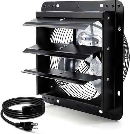 10 Inch Shutter Exhaust Fan, Wall Mount Attic Fan by Hipoilk