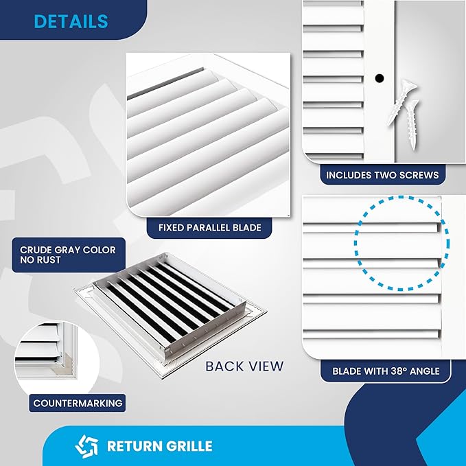 10x8 Inch Air Return Vent Cover Decorative – Premium Aluminum AC Vent Cover - Image 9