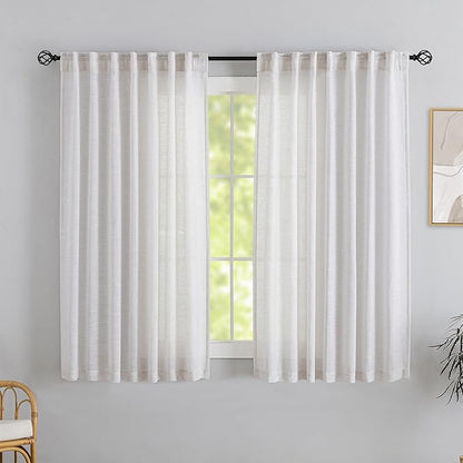 Off White Back Tab Curtains 72 Inches Long 2 Panels by DONREN