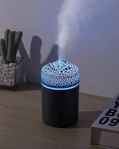 Portable Mini Humidifier, Colorful Volcanic Texture, 300mL Cool Mist Humidifier by Saunana