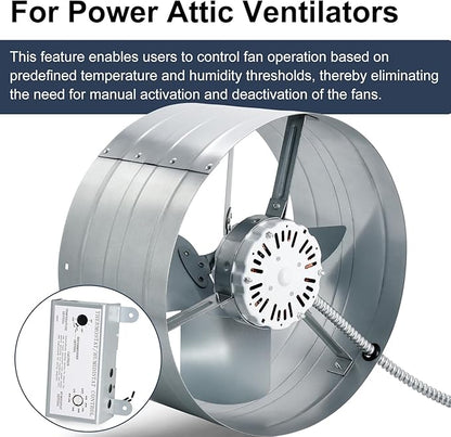 Criditpid Attic Fan Adjustable Thermostat & Humidistat Controller Box - Image 4