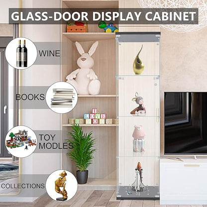 Yoluckea 4 Shelves Glass Display Cabinet - Image 7