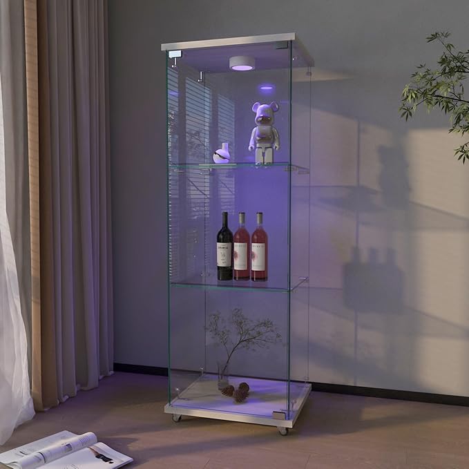 Yoluckea 3-Shelf Glass Display Cabinet - Image 7