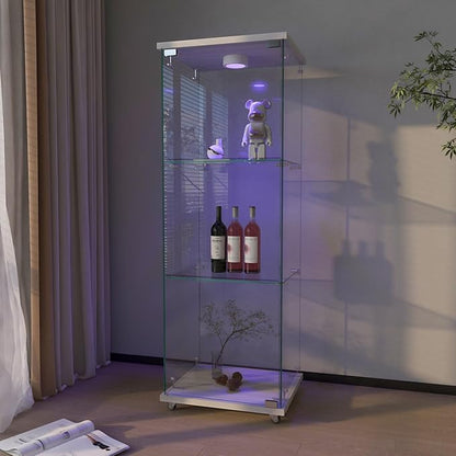 Yoluckea 3-Shelf Glass Display Cabinet - Image 7