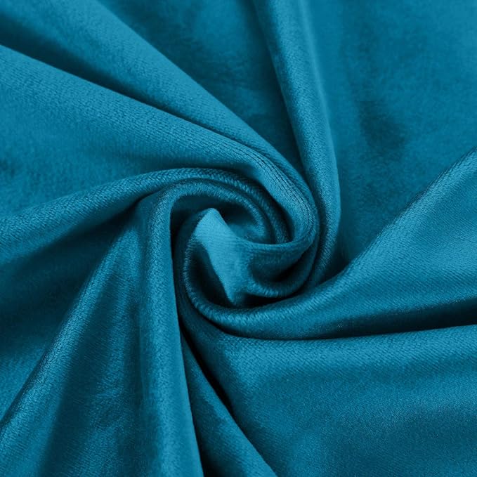 ChadMade Blackout Lined Premium Velvet Curtain Blue in 84Wx102L Inch, Eyelet - Image 6
