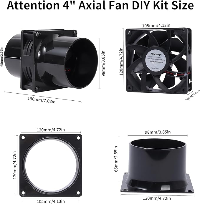 120mm 12V Exhaust Duct Fan Kit - Image 2