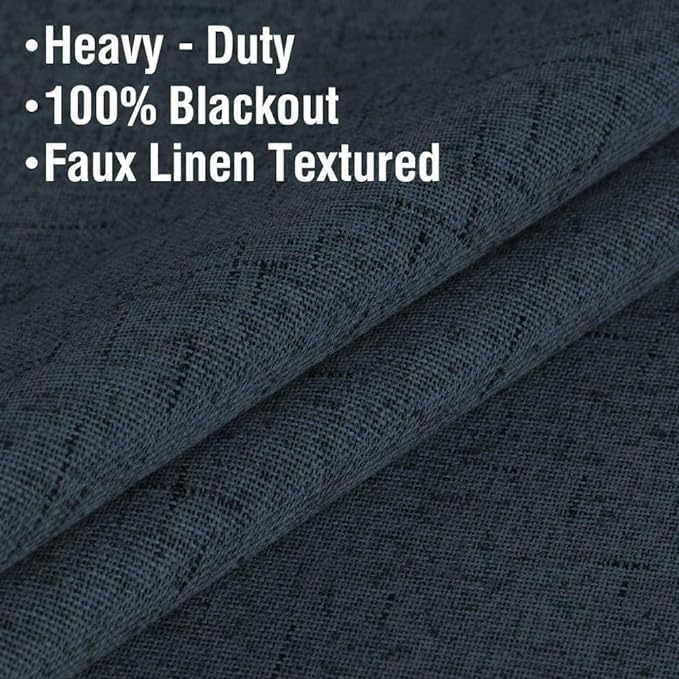 H.VERSAILTEX Primitive Linen Curtains 100% Blackout Curtain Drapes Burlap - Image 5