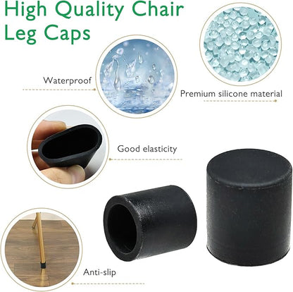 1-3/8" Silicone Chair Leg Floor Protectors, Rubber Chair Leg Caps, Non-Slip - Image 2