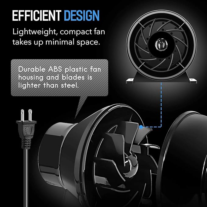 iPower 4 Inch 195 CFM Inline Fan Circulation Vent Blower, Air Carbon Filter and - Image 6