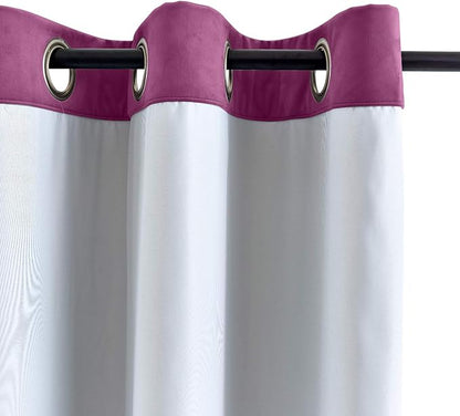 ChadMade Blackout Lined Premium Velvet Curtain Purple 84Wx102L Inch, Eyelet - Image 3