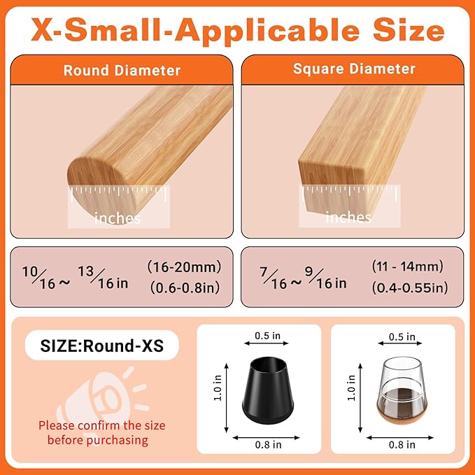 Chair Leg Floor Protectors Extra Small 16 Pcs, Silicone Chair Leg Protectors - Image 2