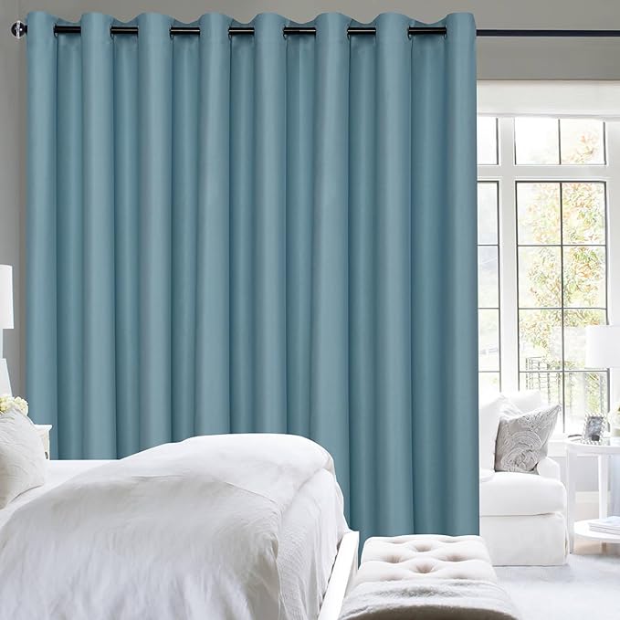 Hiasan Patio Sliding Door Curtain Panel, Stone Blue Room Divider Grommet by Hiasan