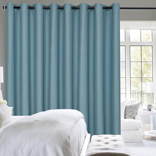 Hiasan Patio Sliding Door Curtain Panel, Stone Blue Room Divider Grommet by Hiasan