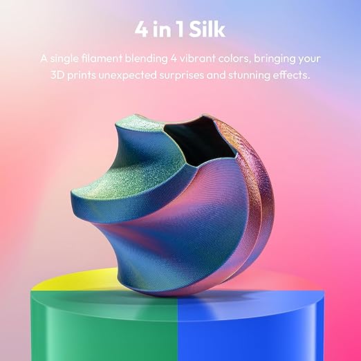 AMOLEN Silk PLA 3D Printer Filament Bundle, Shiny Silkverse 4 Colors in 1 - Image 3