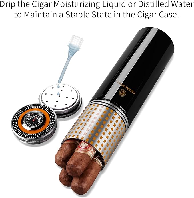 Travel Cigar Humidor Case/Box Metal Portable Air Tight Lid Smell Proof Cigar - Image 4