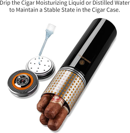Travel Cigar Humidor Case/Box Metal Portable Air Tight Lid Smell Proof Cigar - Image 4