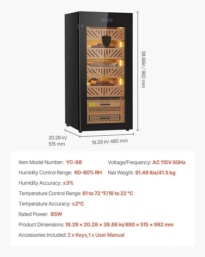 VEVOR Electric Humidor, 88L Cigar Humidor, Constant Humidity & Temperature - Image 7