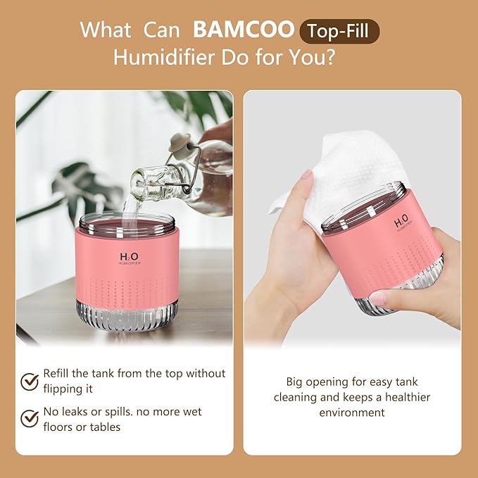 Portable Mini Humidifier, Auto Shut-Off, 2 Mist Modes, Small Humidifiers - Image 3