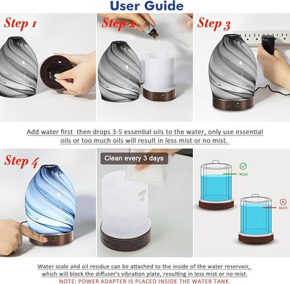 Essential Oil Diffuser Aromatherapy Diffuser -150ml Art Glass Aroma Diffuser - Image 7