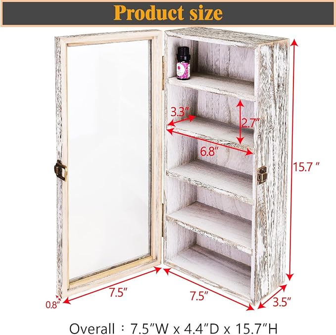 Wall Mounted Wooden Collectible Display Case 5 Shelf Display Storage - Image 3