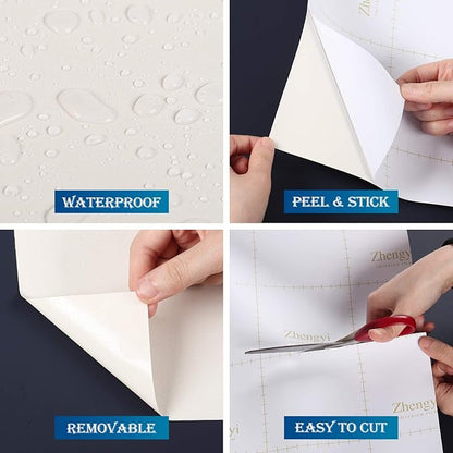 FunStick 24"x394" Wide Off White Peel and Stick Wallpaper Removable Contact - Image 4