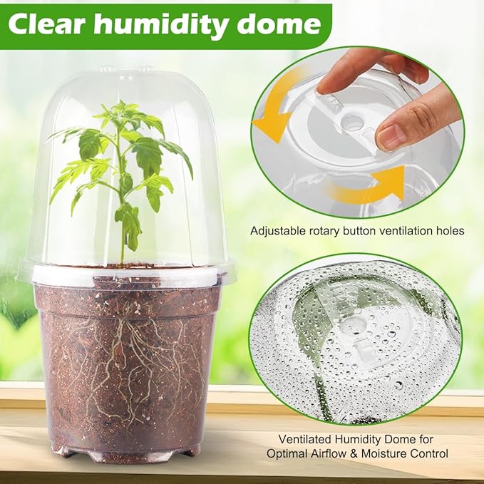 6 Inch Clear Nursery Pots with Humidity Dome, 30 Pack Reusable Seed Starter Pot - Image 2