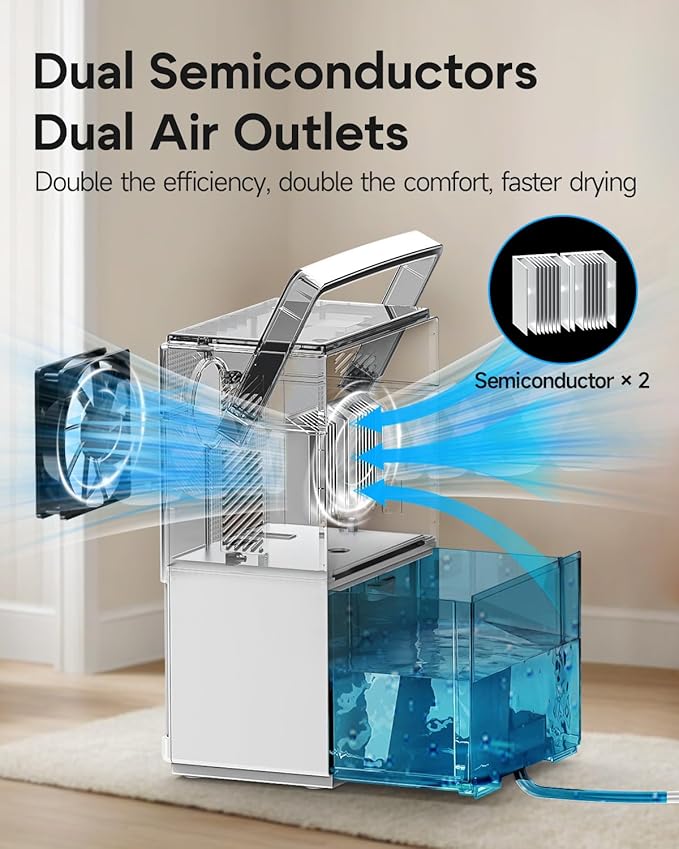 Small Dehumidifier with Drain Hose, 118oz Portable Dehumidifier - Image 4