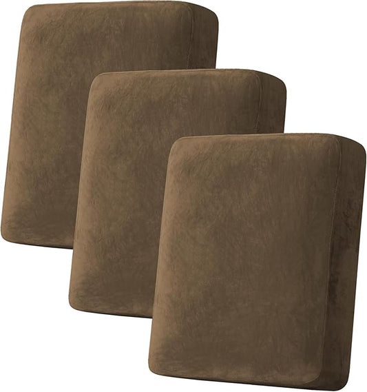 H.VERSAILTEX Velvet Stretch Couch Cushion Cover Plush Cushion Slipcover by HVERSAILTEX