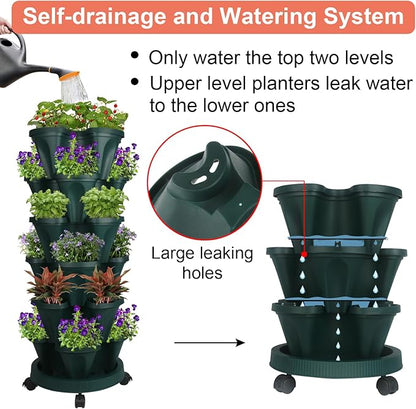 GameXcel Vertical Planter 6 Tier Stackable Planters Garden Planters Strawberry - Image 4