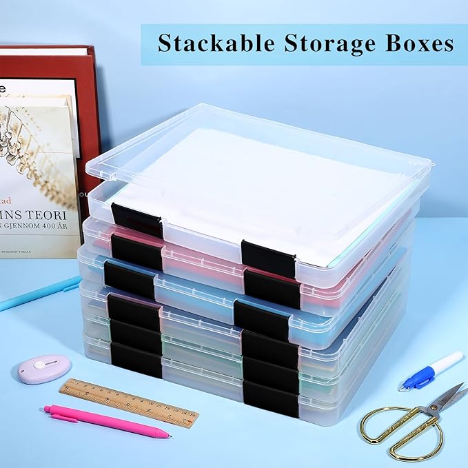 PerKoop 6 Pcs Clear Paper Storage Box A4 Plastic File Box Document Paper - Image 6
