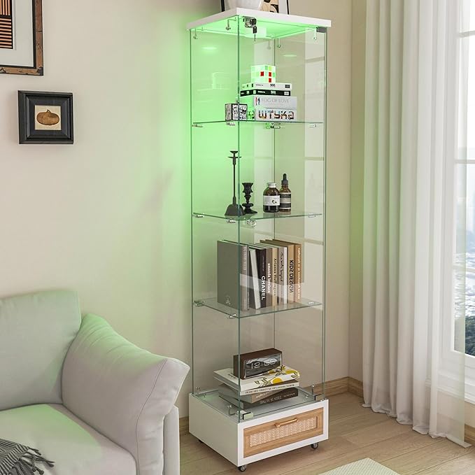 Yoluckea 4 Tiers Glass Display Cabinet - Image 8