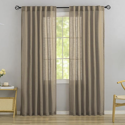 DONREN Taupe Back Tab Curtains 78 Inches Long 2 Panels by DONREN