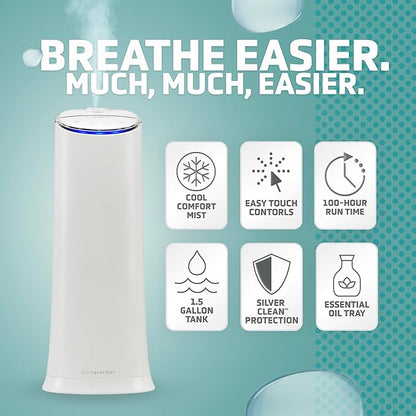 PureGuardian Ultrasonic Cool Mist Humidifier, 100 Hrs. Run Time, 1.5 Gallon Tank - Image 2