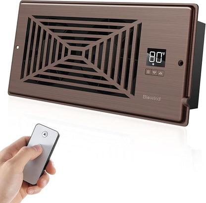 Quiet Register Booster Fan Fits 4" x 10" Register Holes, 10-Speed Smart Heating by BIOWIND