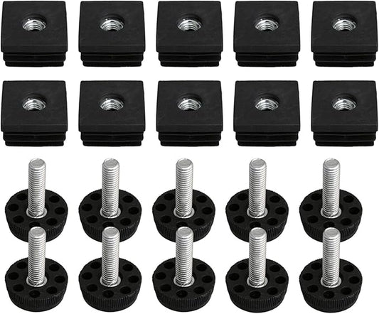 10pcs Adjustable Wheels Furniture Leg Thread Square Tube Insert End Cap Black by Unknown